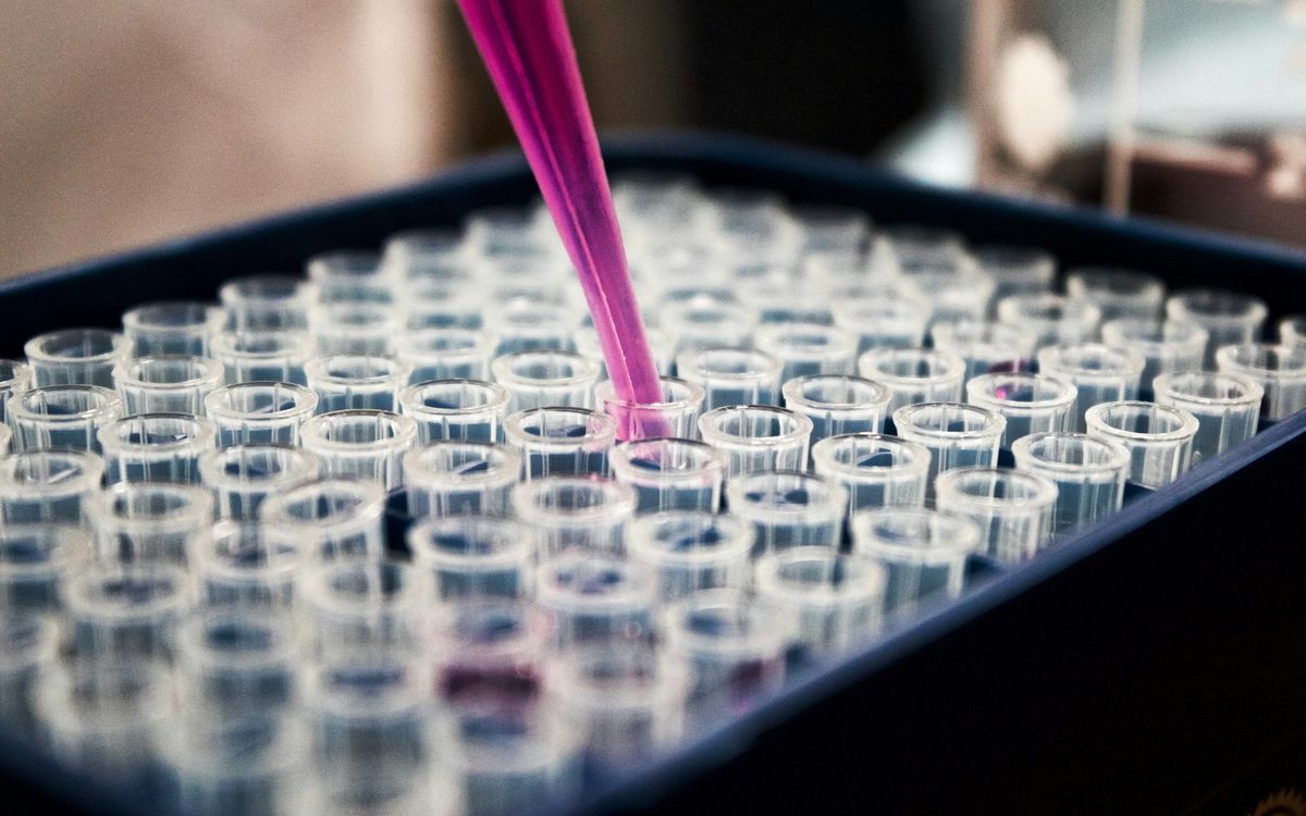 Pipeta y tubos de ensayo en un laboratorio de desarrollo de procesos químicos
