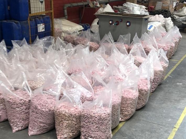 Sacos con sulfato de cobalto cristalizado, recuperado de baterías de ion litio